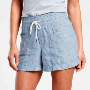 Athleta Cabo Linen 4” Shorts in Chambray Blue